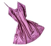 Nuisette en Satin Chemise de Nuit d'été en Soie Artificielle for Femme, col Licou, Sexy, col en V, Pyjama en Satin de Soie filée, Confortable, Ample(Color06,L)