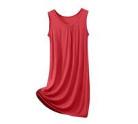 Nuisette Femme Coton sans Manches Col Rond Robe de Nuit dÉté Grande Taille Lâche Vêtement de Nuit Confortable Chemise Courte pour Dormir Légère