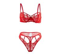 Nuisette Femme Sexy Pute Porte Jaretelles Femme Ensemble de soutien-gorge et pour femmes ensemble de lingerie pour femmes ensemble de bralette et culotte Tenue Sexy Nuisette Lingerie Sexy (Red, XL)