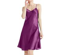 Nuisette Longue Femme, Chemise De Nuit Satin D'été, sous-Robe Doux Confortable, Sleepwear Sensuelle Bretelles, sans Manches, Col en V, sous Vetement Allaitement, Blanche Robe De Pyjama