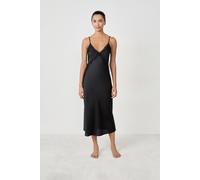 Nuisette longue satinée détails dentelle - Reny - L - Noir - Femme - Etam