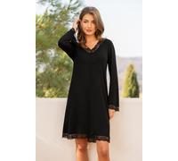 Nuisette noire col V avec dentelle Noir S