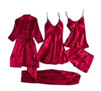 Nuisette Satin Femme Chemises Bretelles Croisées Nuisettes Manches Longues Amples Robes Coton Respirant Pyjamas Tenue Décontractée Confy Lingeries Imprimé Original pour Cadeau Saint Valentin