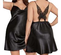 Nuisette Satin Femme Chemises Décoration Papillon Nuisettes Boutonnée Classique Robes Tissu Thermolactyl Pyjamas Style Sensuel Attrayant Lingeries Bretelles Réglables pour Soirée Romantique