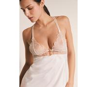 Nuisette satinée à détail en dentelle - Camelia - L - Blanc - Femme - Etam