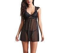 Nuisette sexy en dentelle pour femme adulte, Noir , M