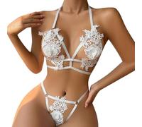 Nuisette Sexy Femme Sensuelle Lingerie Femme Ensemble Lingerie Sexy De Pute Nuisette Longue Tenu Sexy Coquin Femme Robe Sexy Femme Coquine Hot Corset Sexy Femme érotique Body Femme (White, L)