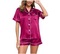 Nuisette Transparente Pyjama Short Satin Femme Pyjamas pour Famille Ensemble Assorti T-Shirt Et Pantalon à Manches Courtes Pyjama De Vacances Short Femme Sexy Pijamas Hiver Doux