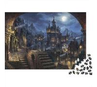 Nuit Château Médiéval Puzzle 1000pièces pour Adultes Vieux Château Hanté Effrayant sous Pleine Lune Premium Robuste Vibrant Défiant Anti-Stress Jeu Familial 38x26cm/1000pcs