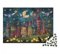 Nuit château rêve_2 Puzzle 1000 Pièces avec Clic Parfait,Ensemble De Casse-tête en Puzzle Puzzle De Développement Cognitif pour Une Activité Intergénérationnelle,Passion Nature Et Faune 70x50cm/1