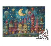 Nuit château rêve_3 Puzzle 1000 Pièces Adulte avec Assemblage Fluide,Puzzle d'art Jeu De Patience pour Un Passe-Temps pour Adulte,Étoile du Cadeau De Noël 38x26cm/1000pcs