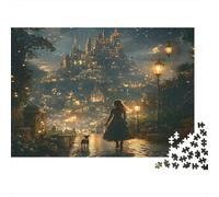 Nuit château rêve Puzzle 1000 Pièces Adulte avec Assemblage Fluide,Puzzle d'art Jeu De Patience pour Un Passe-Temps pour Adulte,Étoile du Cadeau De Noël 38x26cm/1000pcs