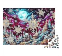 Nuit d Hiver Lune Puzzle pour Adultes Puzzle 1000 Pièces Flocons de Neige Détente Cadeau Maison 70x50cm/1000pcs
