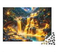 Nuit de Cascade Magique 1000 Pièces Puzzle pour Adultes Carton Résistant Anti-Stress Détente pour Débutants Facile À Assembler Édition Limitée 38x26cm/1000pcs