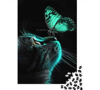 Nuit de Chat Papillon Set Puzzle 1000 Pièces, Carton Épais Recy dultes Tous Âges, Décoration Intérieure, Art Mural, Défi Cérébral, Jeu 52x38cm/1000pcs
