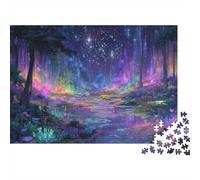 Nuit de forêt Magique Puzzle 1000 Pièces Adulte avec Emboîtement Parfait,Puzzle Complexe Puzzle De Développement Cognitif pour Une Activité Intergénérationnelle,Passion Nature Et Faune 70x50cm/1000pc