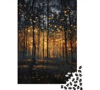 Nuit de forêt Puzzle Premium 1000 Pièces en Carton Firefly d'or pour Couples Relaxation Mentale Divertissement Familial 70x50cm/1000pcs
