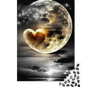 Nuit de Lune en cœur Puzzle 1000 Pièces Adultes Et Enfants À Partir De 14 Ans Premium Jeu D'Intelligence 38x26cm/1000pcs