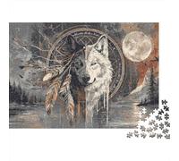 Nuit de Lune Loup Puzzle 1000 pièces Adulte Papier épais éducatif Puzzle Loup décoration Murale détente 70x50cm/1000pcs