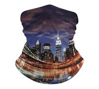 Nuit De New York Écharpe Demi-Visage Multi-Usage Décoration Faciale Anti-Solaire Bandana pour Randonnée Extérieur Cyclisme 25X50Cm