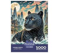 Nuit de traqueur de la panthère Noire 1000 Pièces Puzzle Animaux pour Adultes Enfants, Défi Jouets, Cadeau, Stimulant, Jeux Éducatif, Qualité Premium 38x26cm/1000pcs