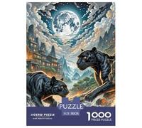 Nuit de traqueur de la panthère Noire 1000 Pièces Puzzle Animaux pour Adultes Enfants, Parfait pour Les Amateurs De Puzzles, Cadeau d'anniversaire, Jeux Éducatif, Qualité Premium 38x26cm/1000pcs