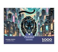 Nuit de traqueur de la panthère Noire 1000 Pièces Puzzle Animaux pour Adultes Enfants, Parfait pour Les Amateurs De Puzzles, Cadeau, Stimulant, Jeu Éducatif, Qualité Premium 70x50cm/1000pcs