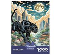 Nuit de traqueur de la panthère Noire 1000 Pièces Puzzle Animaux pour Enfants, Parfait pour Les Amateurs De Puzzles, Cadeau, Stimulant, Jeux Éducatif, Qualité Premium 38x26cm/1000pcs