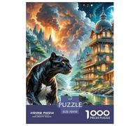 Nuit de traqueur de la panthère Noire 1000 Pièces Puzzle Animaux pour Enfants, Parfait pour Les Amateurs De Puzzles, Cadeau d'anniversaire, Jeu Éducatif, Qualité Premium 70x50cm/1000pcs