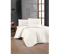 Nuit Des Rêves Elegant Ranforce Parure de lit Double (200 x 200 cm), crème, 100% Coton, 155 Fils, avec 2 taies d'oreiller, Lavable en Machine à 30 °C