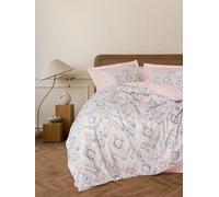 Nuit Des Rêves Elegant Salmon Ranforce Parure de lit Double (200 x 200 cm), 100% Coton, avec 2 taies d'oreiller (80 x 80 cm), Lavable en Machine, Fermeture à Bouton