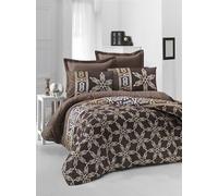 Nuit Des Rêves Luxurious Satin Parure de lit Simple XL 155 x 200 cm, 100% Coton, Lavable en Machine, Marron/Blanc/Jaune | Parure de lit Douce et élégante pour Un Sommeil Confortable