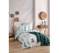 Nuit Des Rêves Luxurious Satin Parure de lit Simple XXL 155 x 220 cm, 100% Coton, 210 Fils, Vert et Blanc | Lavable en Machine à 40 °C, Doux et élégant