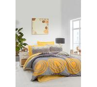 Nuit Des Rêves Luxury Parure de lit Simple 155 x 200 cm, Jaune et Gris | 100% Polyester microsatin et Coton Impression 3D, Fermeture éclair, Lavable en Machine