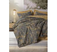 Nuit Des Rêves Moutarde Ranforce - Parure de lit Double (200 x 200 cm) - 100% Coton - 2 taies d'oreiller (80 x 80 cm) - Imprimé pigmenté - Lavable en Machine - Fermeture à Boutons - Élégante et