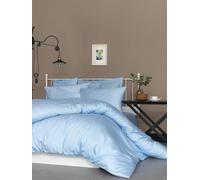 Nuit Des Rêves Parure de lit de Luxe en Satin 100% Satin de Coton, 210 Fils, Lavable en Machine, Design élégant pour Chambres douillettes Bleu 135 x 200 cm