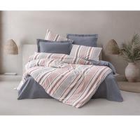 Nuit Des Rêves Parure de lit Double (200 x 200 cm), Bleu foncé et Blanc/Rose, 50% Coton, 50% Polyester, Lavable en Machine, Fermeture à Boutons et enveloppe, literie élégante et Confortable