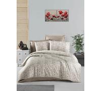 Nuit Des Rêves Parure de lit en Satin Simple XL - 100% Satin de Coton - Housse de Couette de 155 x 200 cm - Taie d'oreiller de 80 x 80 cm - Lavable en Machine - 210 Fils - Couleur Cappuccino - Design