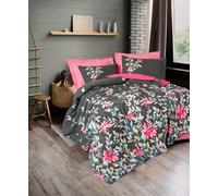 Nuit Des Rêves Parure de lit Simple 100% Coton renforcé - Rose - Housse de Couette de 135 x 200 cm et taie d'oreiller de 80 x 80 cm - Impression réactive, Lavable en Machine, Fermeture à Boutons