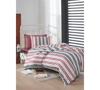 Nuit Des Rêves Parure de lit Simple Rouge Bordeaux (135 x 200 cm), 70% coton/30% Polyester, Lavable en Machine, Fermeture à Boutons, taie d'oreiller de 80 x 80 cm, literie élégante et Confortable