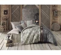 Nuit Des Rêves Parure de lit XXL (155 x 220 cm), 65% coton/35% Polyester, Lavable en Machine, crème élégante, Beige, Gris, Rouge Clair et Blanc | Élégante et Confortable
