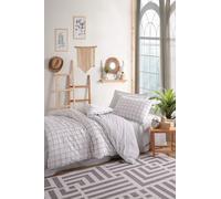 Nuit Des Rêves Parure de lit XXL (155 x 220 cm), Gris et Blanc, 65% coton/35% Polyester, Lavable en Machine, 120 Fils, Fermeture à Boutons et enveloppe, literie Confortable et élégante
