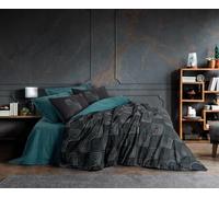 Nuit Des Rêves Ranforce - Housse de Couette Simple - 135 x 200 cm - 100% Coton - Bleu pétrole - Impression réactive, Lavable en Machine - Enveloppe et Fermeture à Bouton - Doux et élégant