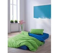 Nuit Des Rêves Ranforce Parure de lit Simple XXL 155 x 220 cm, 100% Coton, Vert et Bleu, Impression réactive, Lavable en Machine, enveloppe et Fermeture à Bouton | Literie Douce et élégante