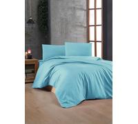 Nuit Des Rêves Turquoise Ranforce Parure de lit Simple XXL 155 x 220 cm 100% Coton 155 Fils Fermeture à Boutons Lavable en Machine à 30 °C Parure de lit Douce et élégante