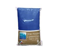 Nuit des Vosges 2101034 Cotoval Drap Housse Uni Coton Bleu Nattier 160 x 200 cm