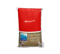 Nuit des Vosges 2107531 Cotoval Drap Housse Uni Coton Rouge 160 x 200 cm