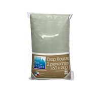 Nuit des Vosges 2181074 Cotoval Drap Housse Uni Coton Gris Souris 160 x 200 cm