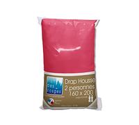 Nuit des Vosges Cotoval Drap Housse Coton Framboise 160 x 200 cm