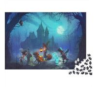 Nuit d'halloween Puzzle 1000 Pièces Jouet en Bois Divertissement Créatif De l'art De La Décoration Château hanté Challenge Toy Adultes & Enfants des 14 Ans 1000pcs (75x50cm)